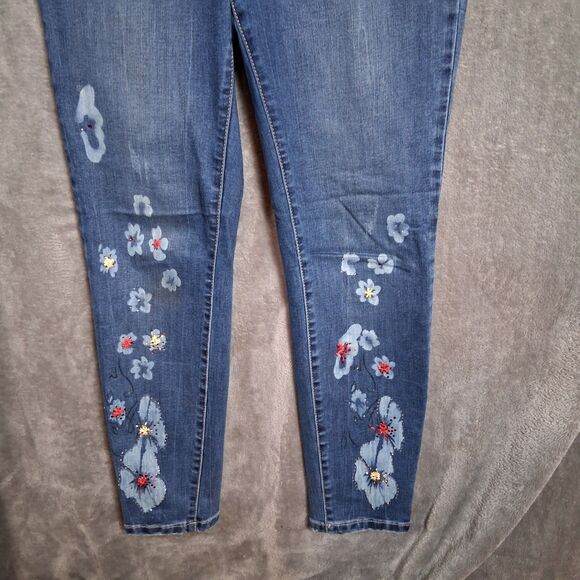 FDJ French Dressing Jeans Women's Sz 6 Floral Print Medium Dark Wash Stretch - Picture 3 of 5